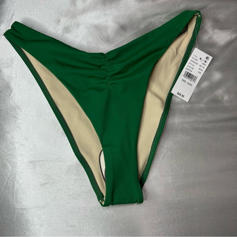 Blue Hour Green Lenny Cinched High Cut Bikini Bottom